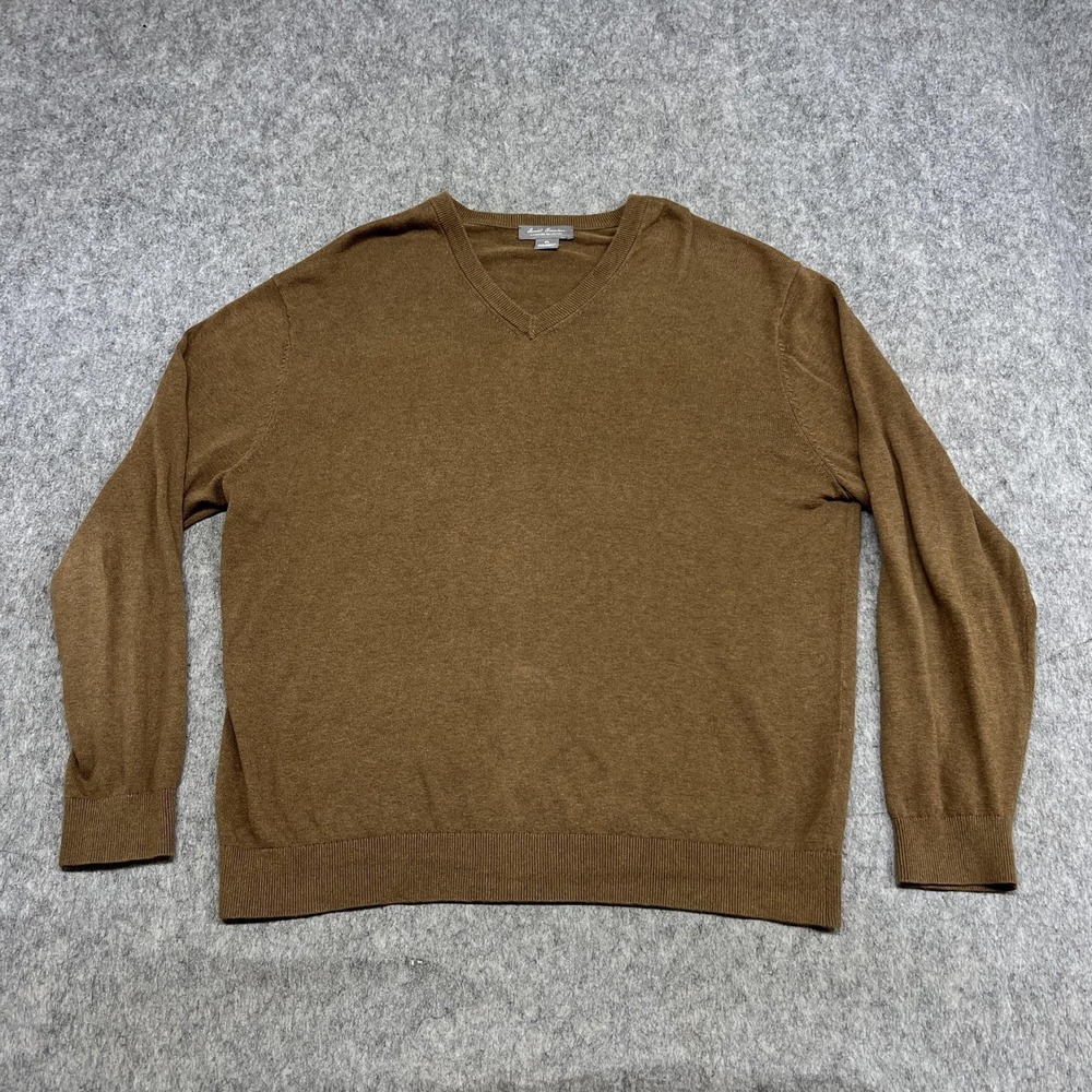 Daniel Cremieux Sweater Mens XL Brown V Neck Pullover Signature Supima Cotton